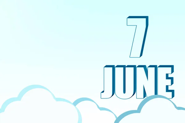 Den Sjunde Juni Kalender Med Datum Den Juni Blå Himmel — Stockfoto