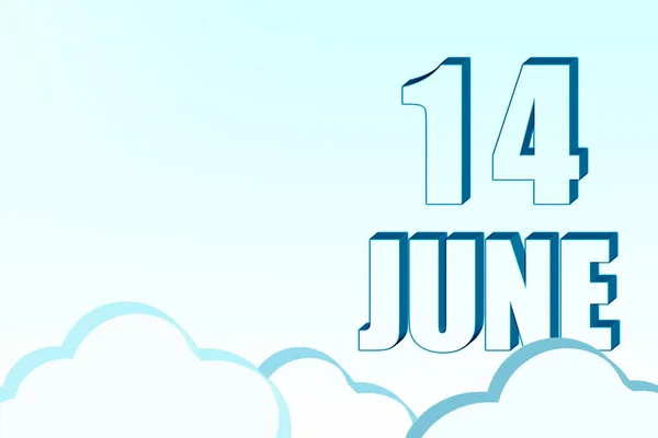 14Th Day June Calendar Date June Blue Sky Clouds Copy — Stock Photo, Image