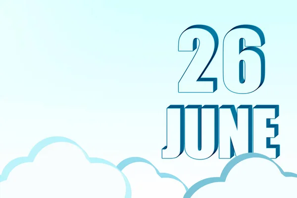 26Th Day June Calendar Date June Blue Sky Clouds Copy — Stock Photo, Image