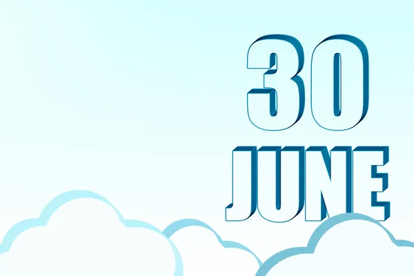 Juni Kalender Med Datum Den Juni Blå Himmel Med Moln — Stockfoto