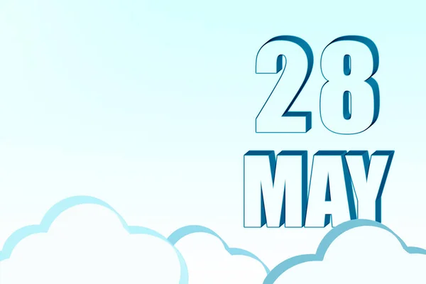 5月28日 コピースペースを持つ青い空に28 5月の日付と3Dカレンダー 3Dテキスト イラスト ミニマリズム 春の月 その年のコンセプトの日 — ストック写真