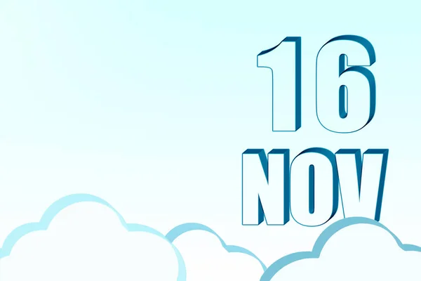 16Th Day November Calendar Date November Blue Sky Clouds Copy — Stock Photo, Image