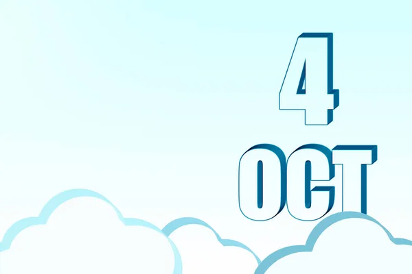 4Th Day October Calendar Date October Blue Sky Clouds Copy — Stock Photo, Image