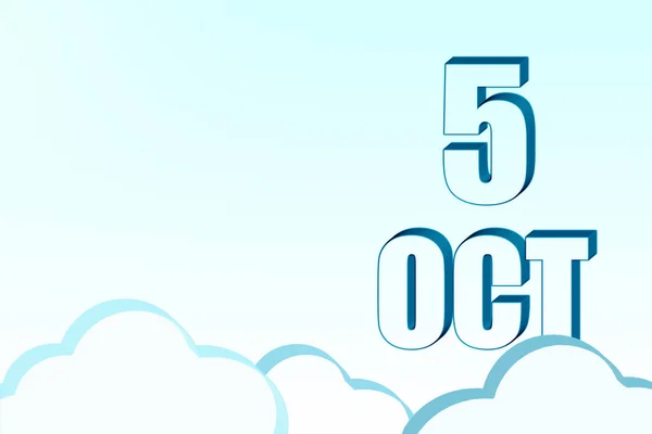 5Th Day October Calendar Date October Blue Sky Clouds Copy — Stock Photo, Image