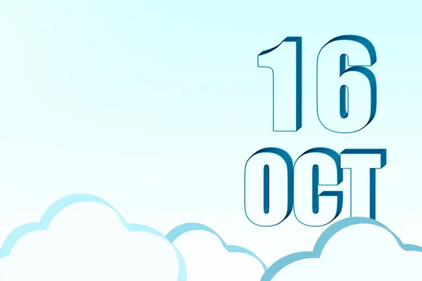 Octubre Calendario Con Fecha Del Octubre Cielo Azul Con Nubes — Foto de Stock