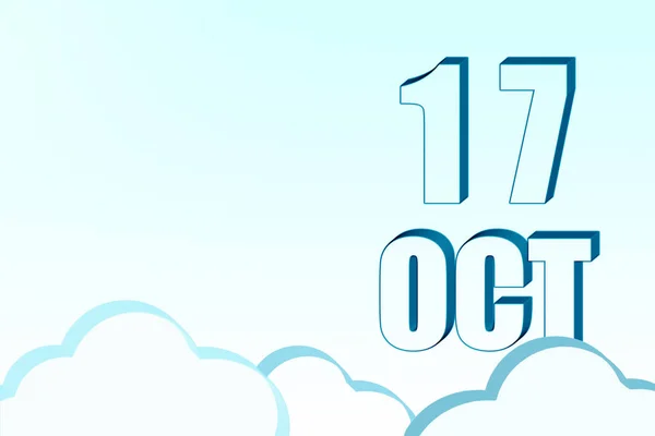 Sedmnáctého Října Kalendář Datem Října Modré Obloze Mraky Kopírovat Prostor — Stock fotografie