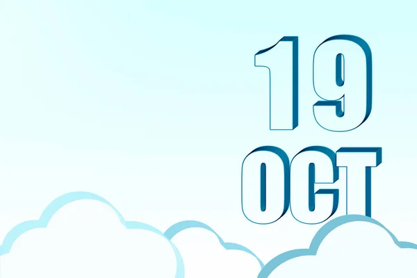 Του Οκτώβρη Ημερολόγιο Την Ημερομηνία Της 19Ης Οκτωβρίου Μπλε Ουρανό — Φωτογραφία Αρχείου