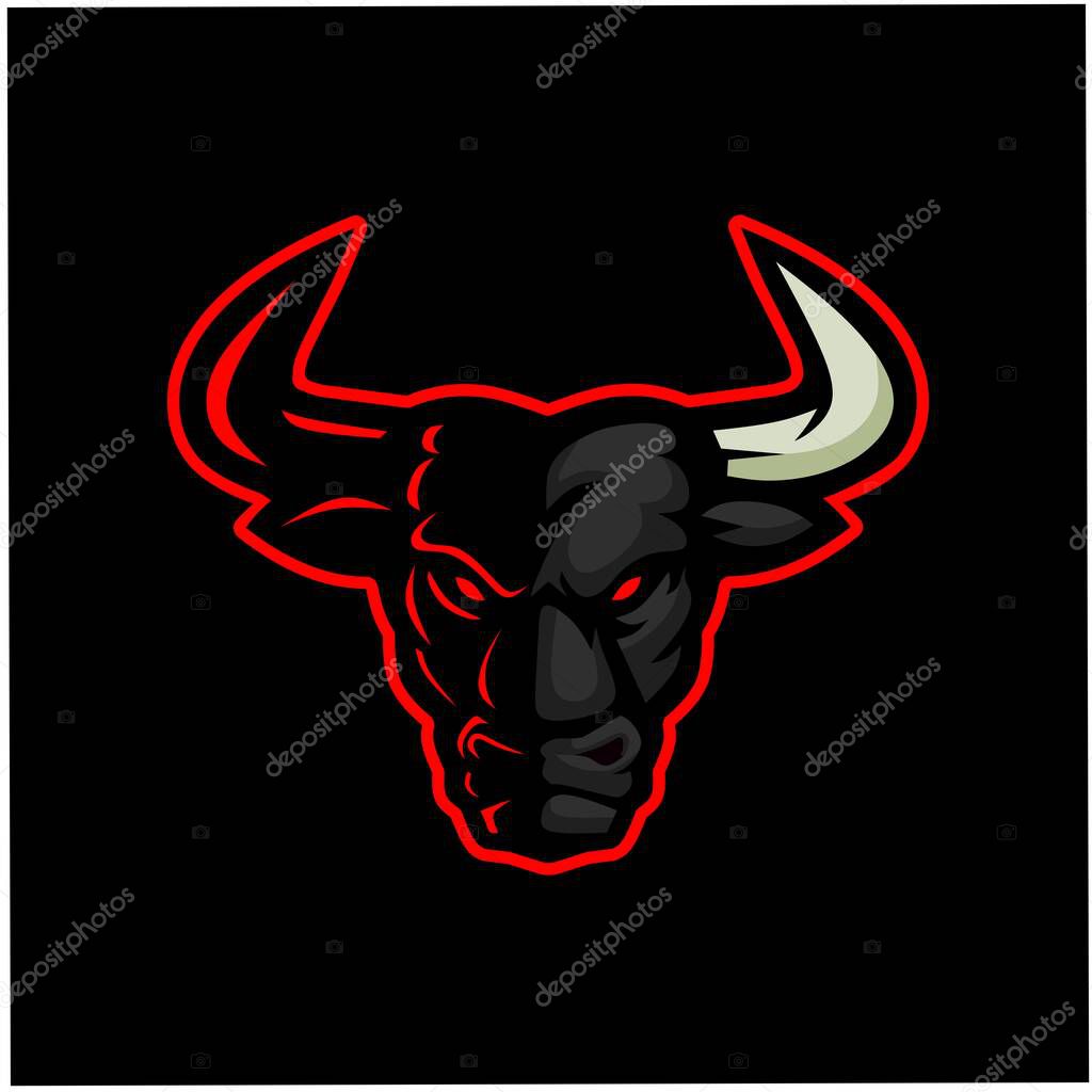 Angry bull mascot gaming logo design vector with modern illustration concept style for badge, emblem and t shirt printing. Angry bull illustration for sport and e-sport team