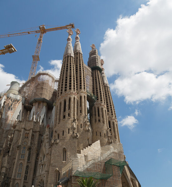 Church of Sacred family against the sky