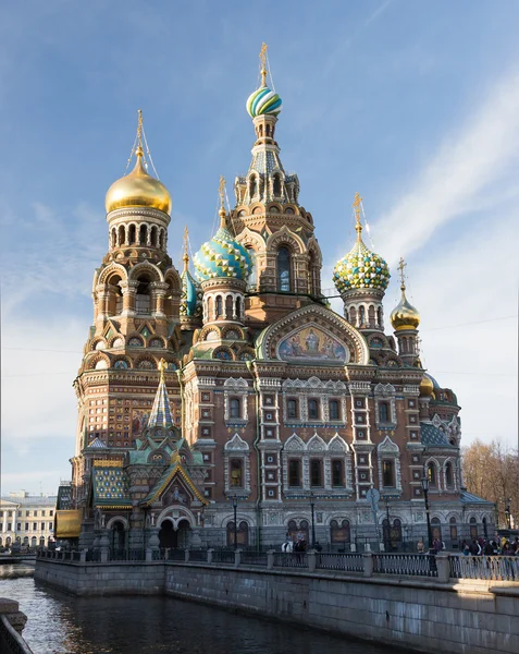 Kyrkan Frälsarens blod - kyrkliga uppståndelsen i st. petersburg på kvällen belysning — Stockfoto