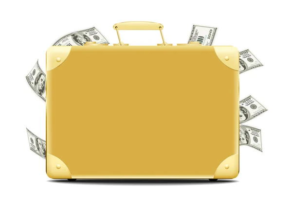 お金の完全なスーツケース — ストックベクタ