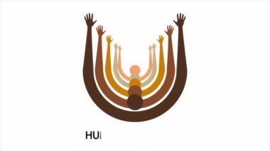 Elleri havada insan hakları günü, sanat videosu illüstrasyonu.