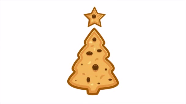 Árbol Navidad Forma Galletas Ilustración Vídeo Arte — Vídeo de stock