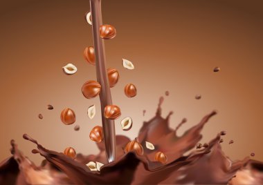 Nuts fall in chocolate clipart