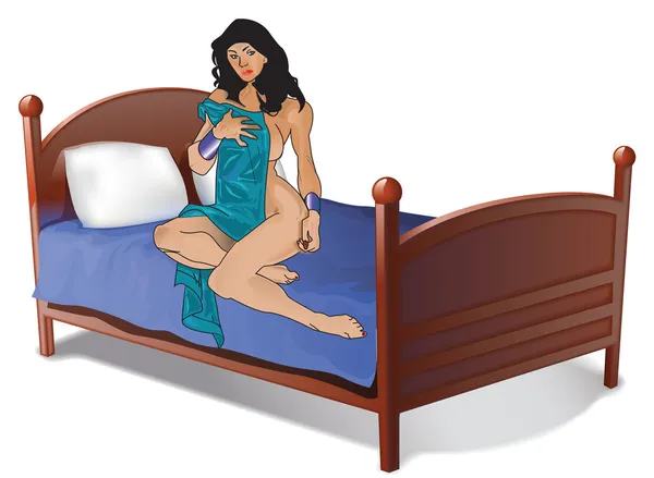 Mujer sexy en la cama — Vector de stock