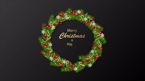 Christmas New Year Wreath Naturalistic Pine Branches Art Video Illustration — Stock Video