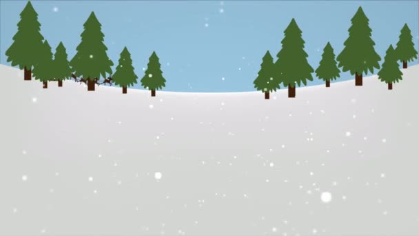 クリスマスと新年のための木やサンタの冬の風景 アートビデオイラスト — ストック動画