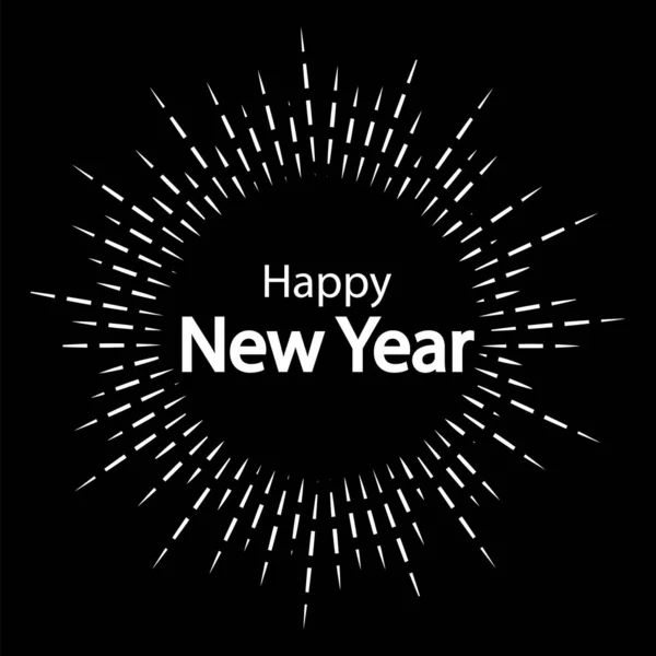 白色字体 新年快乐 烟花点缀在黑暗的背景下 矢量艺术图解 — 图库矢量图片