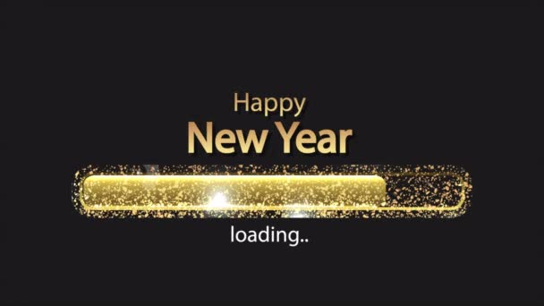 Feliz Año Nuevo Barra Progreso Con Partículas Oro Ilustración Vídeo — Vídeos de Stock