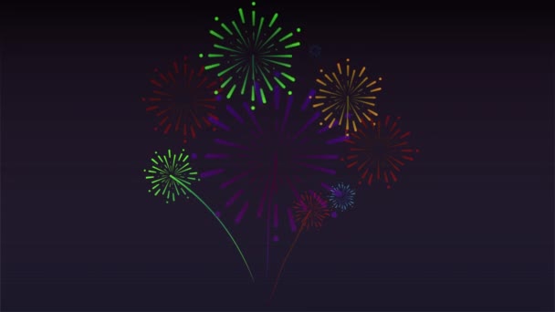 Frohes Neues Jahr Weiße Typografie Auf Feuerwerk Hintergrund Kunst Video — Stockvideo
