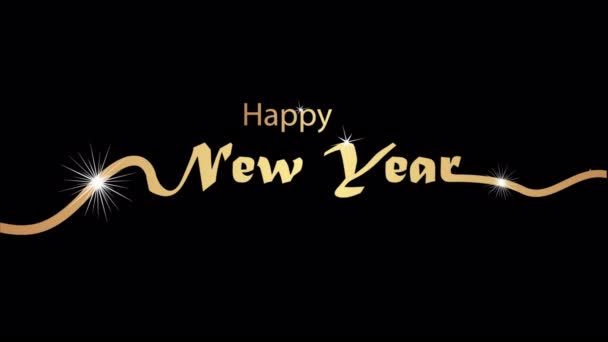 Tipografía Dorada Sobre Fondo Oscuro Feliz Año Nuevo Ilustración Vídeo — Vídeo de stock