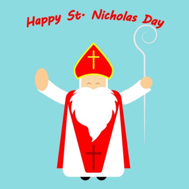 Cartoon happy saint nicholas, vector art illustration. clipart
