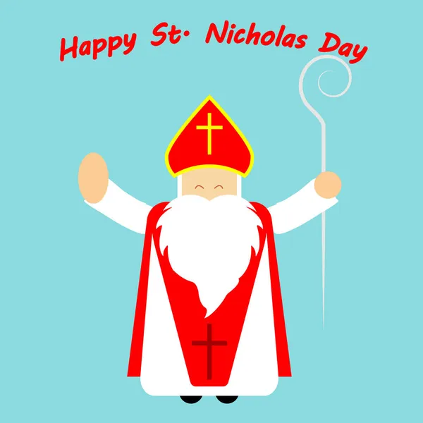 Cartoon Happy Saint Nicholas Vector Art Illustration - Stok Vektor