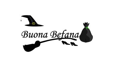 Buona Befana için matbaa, vektör sanat illüstrasyonu.