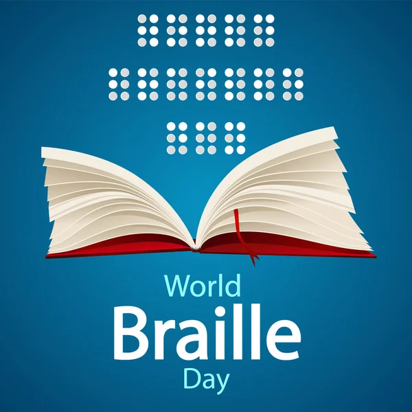 Buku Terbuka Untuk Hari Braille Sedunia Ilustrasi Seni Vektor - Stok Vektor