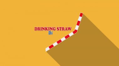 Düz tasarımda saman içme günü, sanat videosu illüstrasyonu.