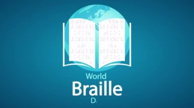 Dünya Braille Günü için kitap, sanat videosu illüstrasyonu.