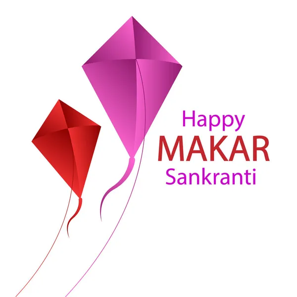 Makara Sankranti与美丽的风筝 矢量艺术插图 — 图库矢量图片