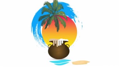 Hindistan mutlu pongal festival posteri, sanat videosu illüstrasyonu.