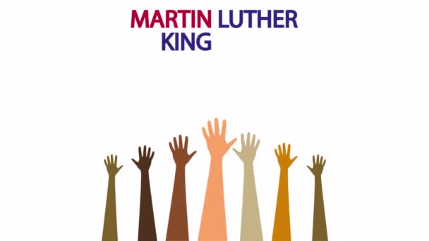 Martín Luther King Banner Día Con Las Manos Ilustración Video — Vídeo de stock