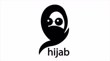 Kapalı yüzlü tesettür logosu, sanat videosu illüstrasyonu.