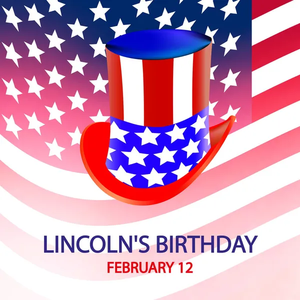 Lincolns Urodziny Luty Kapelusz Wektor Sztuka Ilustracja — Wektor stockowy