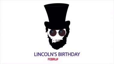 Lincoln Doğum Günü 12 Şubat, şapkalı bir adamın silüeti, sanat videosu illüstrasyonu.