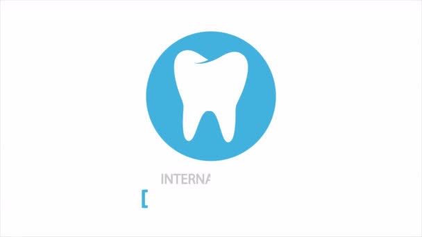国际日牙医牙印图标 艺术视频插图 — 图库视频影像