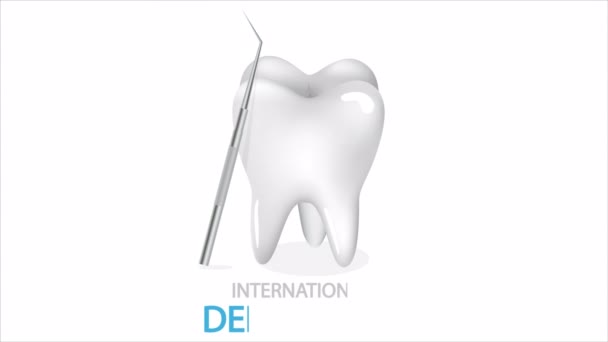 Mezinárodní Den Zubařské Zubní Zubolékařské Sondy Umělecké Video Ilustrace — Stock video