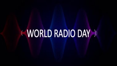 Dünya radyo günü soyut dalga arkaplan tasarımı, sanat videosu illüstrasyonu.