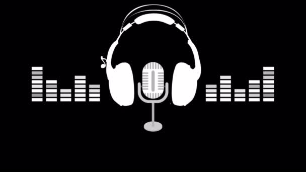 Παγκόσμια Ημέρα Ραδιόφωνο Equalizer Ακουστικά Τέχνη Εικονογράφηση Βίντεο — Αρχείο Βίντεο