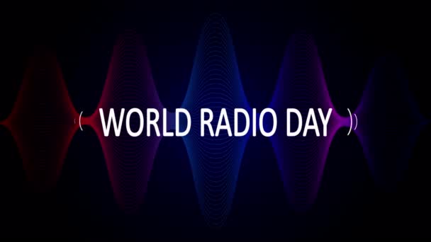Всесвітній День Радіо Абстрактного Хвильового Фону Художня Відеоілюстрація — стокове відео