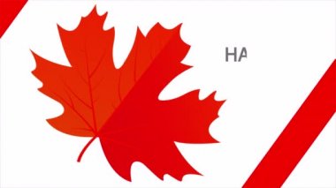 Kırmızı Akçaağaç Yaprağı ile Kanada Ulusal Bayrak Günü, sanat videosu illüstrasyonu.
