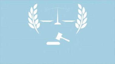 Dünya sosyal adalet günü hakimler tokmak ve teraziler, sanat videosu illüstrasyonları.