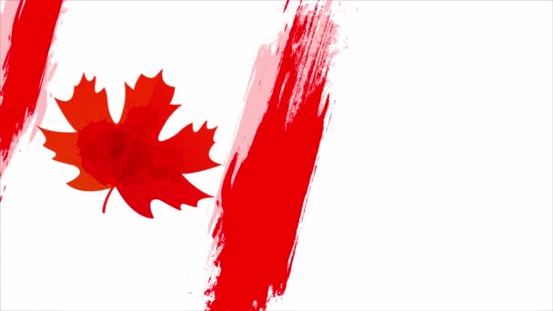 Jour Drapeau National Canada Drapeau Aquarelle Avec Feuille Érable Illustration — Video