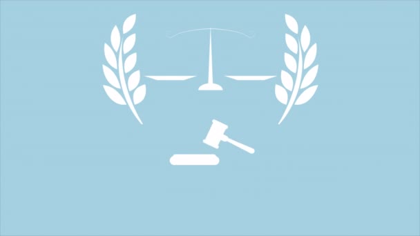 World Social Justice Day Judges Gavel Scales Art Video Illustration — Stockvideo