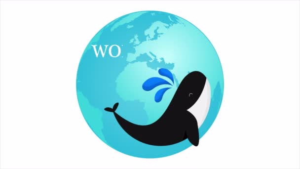 Wereld Walvis Dag Achtergrond Van Planeet Aarde Kunst Video Illustratie — Stockvideo