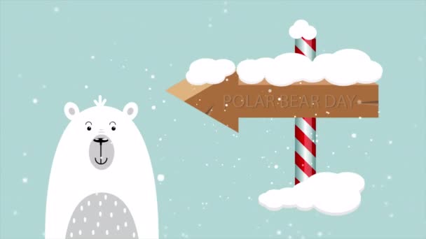 Día Internacional Del Oso Polar Ilustración Video Arte — Vídeo de stock