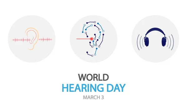 International Day Ear Hearing Health March Vector Art Illustration — Vetor de Stock
