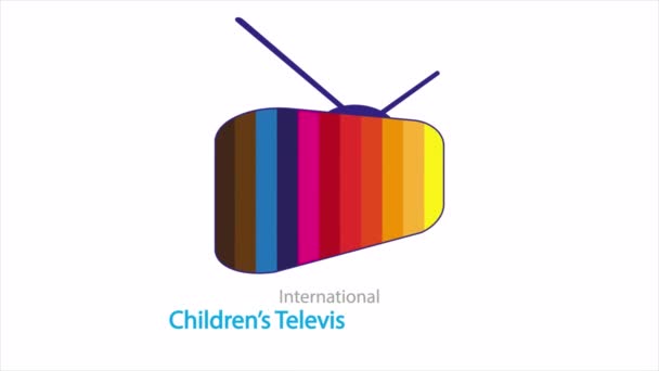 International Childrens Television Och Radio Day Logotyp Konst Video Illustration — Stockvideo